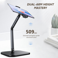 Nouvelle Arrivée Portable Pliant Téléphone Tablette Support Double Bras Conception Rotatif Support ABS Métal Aluminium pour Ipad