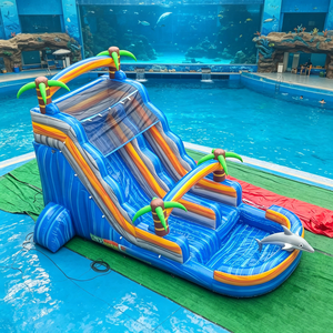 Toboggan aquatique gonflable sur le thème des requins avec piscine à jets d'eau, château gonflable pour enfants, parc aquatique commercial pour l'été - Product Image 3