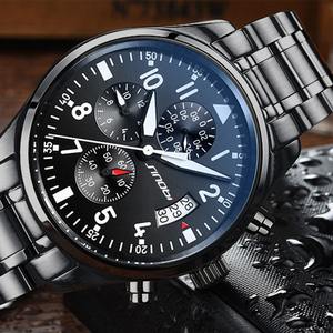 SINOBI nouveau pilote hommes chronographe montre-bracelet étanche Date luxe en acier inoxydable plongeur hommes genève <span class=keywords><strong>Quartz</strong></span> Relogio Masculino - Product Image 2
