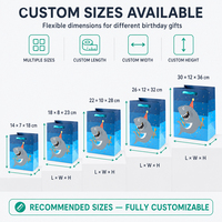 Sacs cadeaux en carton ondulé écologiques entièrement personnalisables avec poignée en ruban motif requin pour les fêtes d'anniversaire des enfants