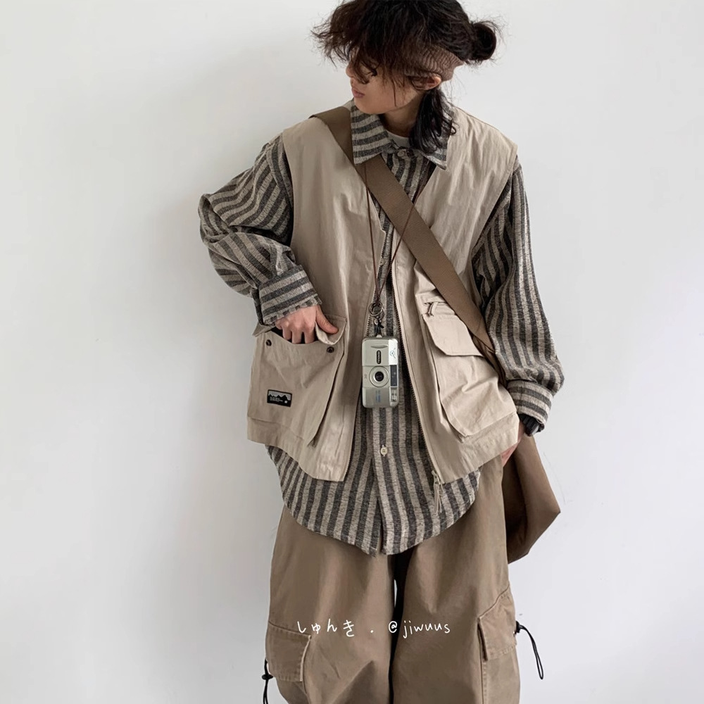 Cityboy Japanese-Style Retro Stitching Two Pieces Workwear Shirt