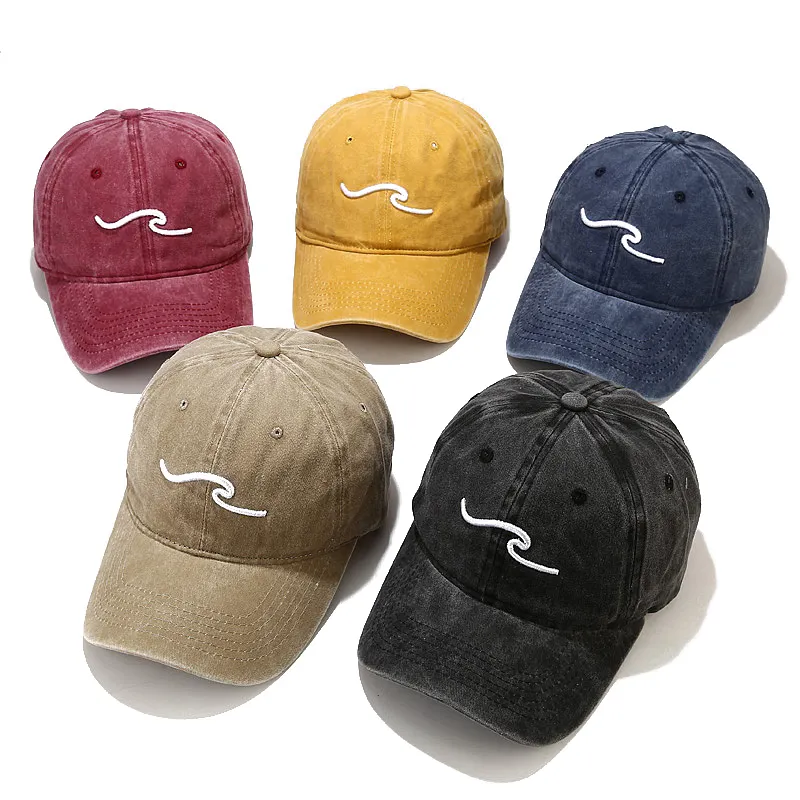 Erkekler kadınlar için yıkanmış pamuk baba şapka dalga nakış beyzbol şapkası moda Hip Hop kapaklar Snapback şapka spor kap kemik Garros