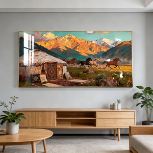 Quadro Moderno per Arredamento Casa, Pittura 3D LED da Parete per Soggiorno, Paesaggio Islamico con Cavallo, Dipinto Personalizzato in Cristallo e Porcellana, Novità - Product Image 5