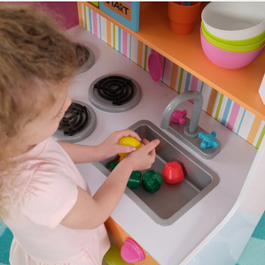 Cocina de Juguete de Madera Colorida para Niños, Juego de Cocina de Simulación con Refrigerador y Microondas, Certificado por ASTM, Juego de Roles para Niños Pequeños - Product Image 5