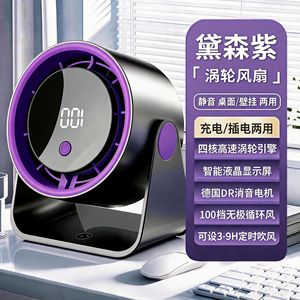 Ventilateur de bureau Turbo avec affichage numérique, ventilateur de circulation haute vitesse rechargeable pour le bureau, la maison, l'été - Product Image 1