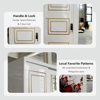 Armoire de chambre à coucher en acier imprimé avec miroir et 4 portes battantes, design personnalisé
