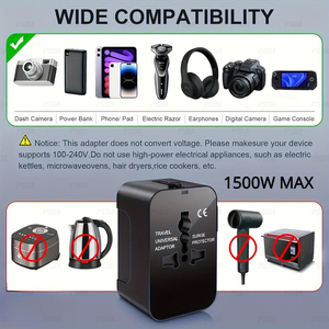 Eonline phổ quát trên toàn thế giới tất cả trong một điện thoại sạc du lịch tường AC Power cắm adapter với Dual <span class=keywords><strong>USB</strong></span> sạc cổng USA EU Anh - Product Image 4