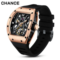 CHANCE JC-9-190G-11 Montre-Bracelet Mécanique Tourbillon Automatique Cadran Squelette Luxe pour Homme