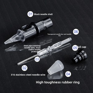 Cartouches d'aiguilles de tatouage en acier inoxydable de qualité supérieure, 20 pièces, jetables, stériles, pour sourcils, art corporel, maquillage permanent PMU, liner rond - Product Image 6