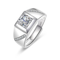 Cincin Kawin Minimalis Perak Sterling 925 dengan Zirkon untuk Pria |   Cincin Perhiasan Zirkon Mewah yang Dapat Disesuaikan 2025