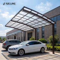 Abri de voiture en aluminium pour usage extérieur, service OEM, toit en polycarbonate cintré, résistant aux UV, structure robuste pour les développeurs