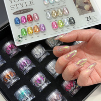 Nouveau SH – Kit de poudres à ongles effet chrome flash, 24 couleurs, pigment nacré personnalisé, poudre miroir effet pierre protéinée, poudre aurora, vente en gros