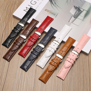 Vente directe d'usine Bracelet <span class=keywords><strong>en</strong></span> <span class=keywords><strong>cuir</strong></span> véritable avec fermoir papillon 22 mm pour montre et pour montres - Product Image 5