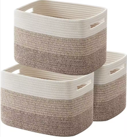 Panier en coton écologique HUAYI, panier rectangulaire en tissu tissé, multifonctionnel, décoratif, avec poignée, pour le rangement à domicile, ensemble cadeau