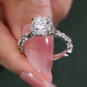 Bague de fiançailles en or blanc massif véritable, style classique, avec diamant de laboratoire taillé à l'ancienne façon européenne, personnalisée Provence, pour femme. - Product Image 3