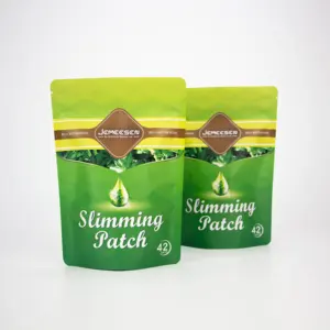 Custom Matte Green Belly Bottom Patch Packaging Standing up Bag with Zipper & Digital Printing for Medicine Patch