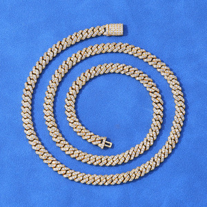 Chaîne cubaine lourde en moissanite VVS de qualité supérieure, certifiée GRA, en argent 925, sertie à la main, plaqué or 18 carats, style hip-hop glacé - Product Image 3
