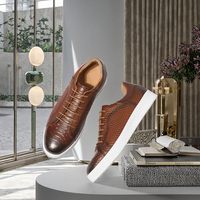 Sneakers plates pour homme en cuir de vachette italien de qualité supérieure, en cuir véritable, fabriquées à la main, fermeture à lacets, pour les occasions professionnelles et décontractées