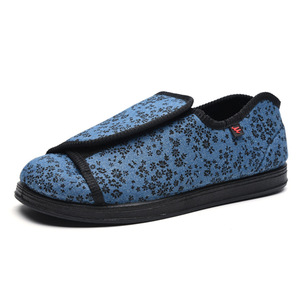 Pantoufles en velours côtelé pour femmes confortables réglables à crochet et boucle en mousse à mémoire de forme chaussures d'intérieur à dos fermé pour les pieds gonflés diabétiques - Product Image 1