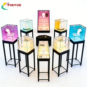 Vitrine de présentation de <span class=keywords><strong>bijoux</strong></span> en verre avec éclairage <span class=keywords><strong>LED</strong></span>, kiosque, couleur personnalisée, acrylique, collier, boucles d'oreilles, bracelet, <span class=keywords><strong>armoire</strong></span> à <span class=keywords><strong>bijoux</strong></span> pour boutique - Product Image 3
