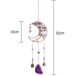 Campana a Vento Artigianale Bohemien con Cristalli a Forma di Luna e Gemme per Casa e Giardino, Stile Boho Magico Arcobaleno - Product Image 2
