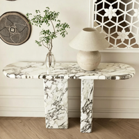 Table console en marbre Calacatta Viola d'Italie moderne, table de luxe en marbre blanc, design haut de gamme pour la décoration des salons de luxe