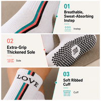 Chaussettes de yoga antidérapantes à motif personnalisé pour femmes, chaussettes de Pilates respirantes en tricot, chaussettes de yoga à grip pour la pratique de la remise en forme en intérieur