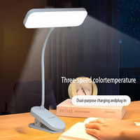 Lampe de lecture LED 3 couleurs moderne et portable à logo personnalisé, double usage, rechargeable, à clipser, pour bureau, dortoir, étude
