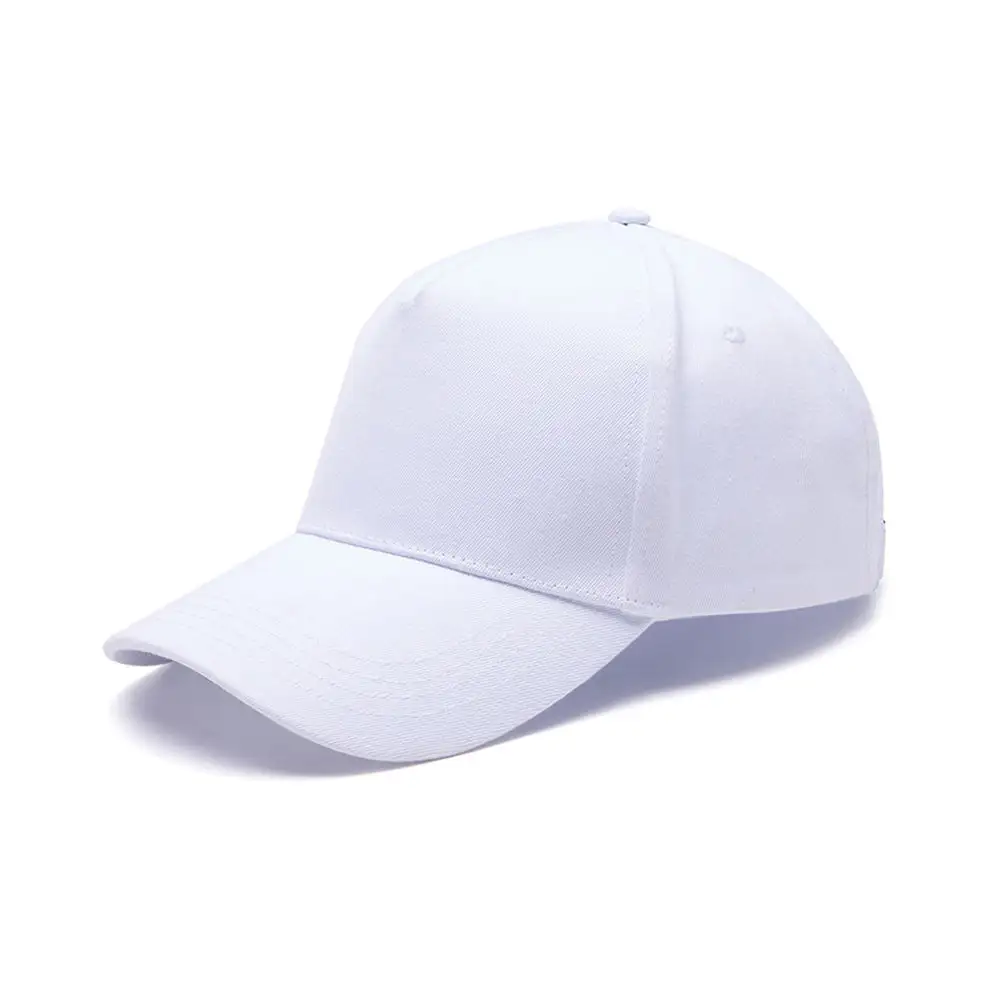Cappelli da Baseball in cotone bianco semplice a 5 pannelli cappelli da Baseball sportivi strutturati per adulti cappellino da Baseball in tinta unita