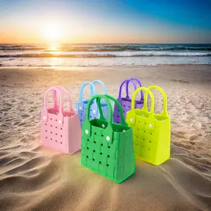 kids children beach handbag candy color Wholesale Waterproof bogg Tote Bags Custom Summer Rubber Large Fashion Eva Silicone Bag