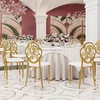 Chaises empilables en acier inoxydable doré à dossier rond pour événements, banquets, fêtes, mariages et salons – Vente en gros
