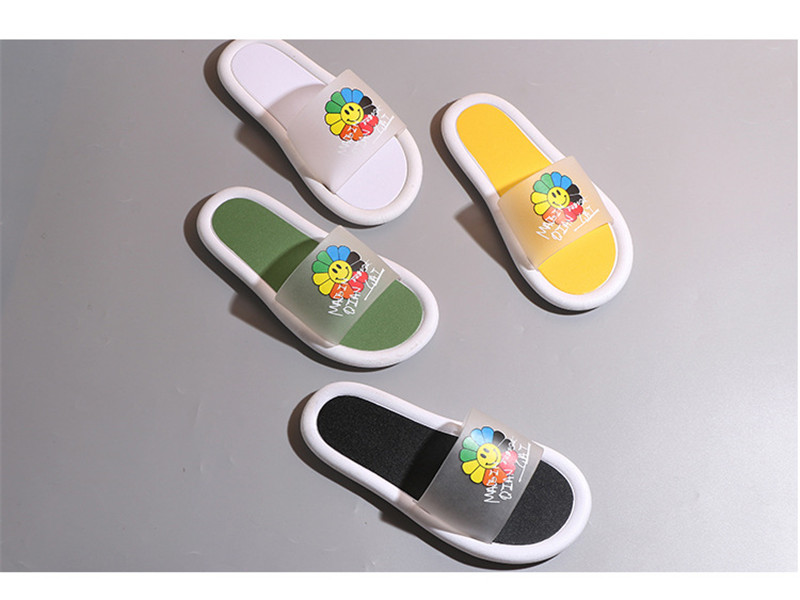 Custom Slippers Women Smiling Face Sun Flower Soft Sole Non-slip Wear-resistant Summer Beach Shoes