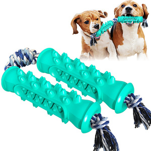Jouets interactifs pour animaux de compagnie très demandés : bâton en TPR souple personnalisé anti-morsure, jouet à mâcher pour chien avec corde, brosse à dents double pour nettoyer les dents du chien - Product Image 1
