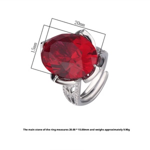 High End Jewelry Eco-friendly Copper 15*20mm 15*20MM Red Zircon Engagement Ring Oval <b>Petal</b> Prongs for Romantic Proposals - Product Image 2