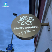 Enseigne lumineuse en acrylique pour café, logo de la marque, boîte à lumière extérieure en acier inoxydable, enseigne à double face, montage sur support, boîte à lumière LED
