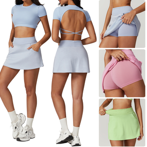 Sport-Skort für Frauen mit hoher Taille und atmungsaktivem, bequemem Sport rock mit eingebauten Shorts - Product Image 3