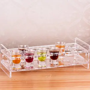 Klar 2 Reihen Acryl Wein Tasse Halter Mit Griff Großhandel Acryl Whisky Glas Tasse Rack Für Home Bar