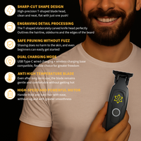 Cortadora de Pelo Profesional M10 de Acero Inoxidable, Recargable, Inalámbrica, con Pantalla LED, 7000 RPM, 1800mAh, 5 Horas de Autonomía