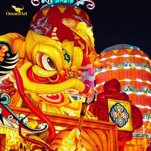 โคมไฟไหมจีนขนาดใหญ่พร้อมไฟ LED สำหรับเทศกาลคริสต์มาส ดิวาลี และวันขอบคุณพระเจ้า - สีสันปรับแต่งได้ ทนทาน และกันน้ำ - Product Image 6