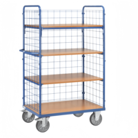Chariot logistique OEM ALLWORLD CH05102 robuste à quatre roues, avec cage en fil d'acier, capacité 500 kg, dimensions 800*600*1700, revêtement poudré