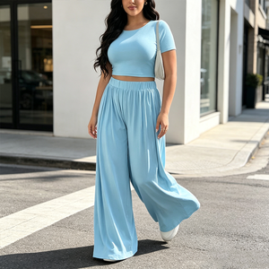 Nuovo Completo Due Pezzi da <span class=keywords><strong>Donna</strong></span> <span class=keywords><strong>Taglie</strong></span> Forti, Casual e Sexy, in Maglia Morbida, ad Asciugatura Rapida e Traspirante - Product Image 1