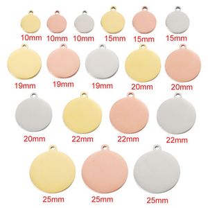Engravable Personal Letter Necklace Disc Custom Chain Women 18K Plated Blank Necklace 316L Stainless Steel Gold Round Pendant - Product Image 2
