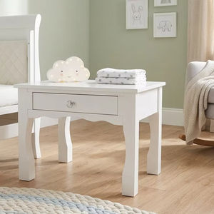 Classic Design White Wooden Nightstand for Children Room Decor with Single Drawer <b>Storage</b> Small <b>Bedside</b> Cabinet - Product Image 1