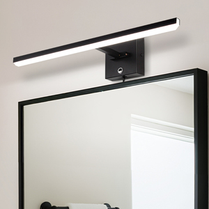 Applique murale LED moderne en alliage d'aluminium noir, luminaire rectangulaire pour salle de bain, indice de protection IP44, blanc chaud 3500K - Product Image 4