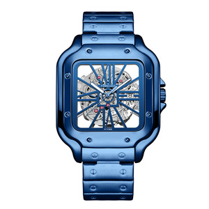 Đồng hồ nam thép không gỉ thiết kế bán buôn, mặt vuông rỗng, dòng Sandos La Mã, vỏ hợp kim, chống nước, máy quartz - Product Image 2