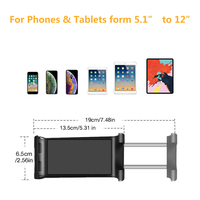 Support de tablette en aluminium réglable et étanche pour appareils de 4,7 à 10,1 pouces, montage mural/cuisine, utilisation sur lit/bureau, multi-angles