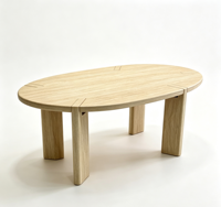 Table basse ovale Elloak, table basse en bois de chêne naturel avec pieds à tenons traversants pour salon, style minimaliste Japandi