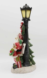 Lanterna Decorativa Natalizia in Resina Rossa a Forma di Babbo Natale con Glitter - Product Image 2