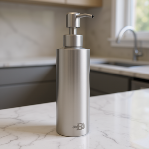 Distributeur de savon cylindrique pour comptoir, 250 ml, en acier inoxydable, pour cuisine et salle de bain - Product Image 3