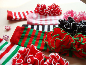 Q31047 Calcetines hasta la rodilla a rayas para niños pequeños Rayas navideñas Calentadores de piernas para bebés Volantes Calentadores para niñas recién nacidas - Product Image 2
